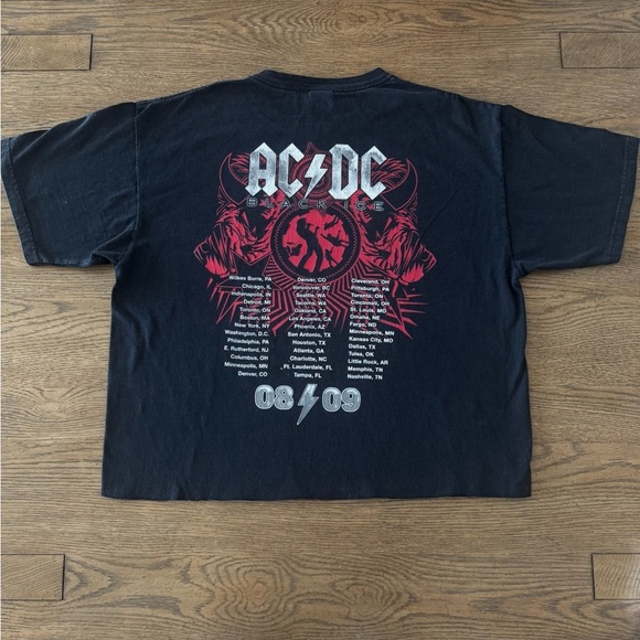 Vintage AC/DC 2008 Black Ice Tour T-Shirt Rock N Roll Train Custom Boxy Cropped - Picture 2 of 6